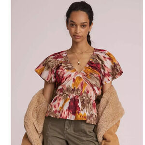 New Anthropologie Painterly Open-Back Blouse Love The Label $130 MEDIUM Abstract